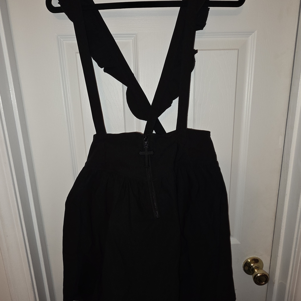 Killstar Suspenders Skirt With Cross Zipper Detail